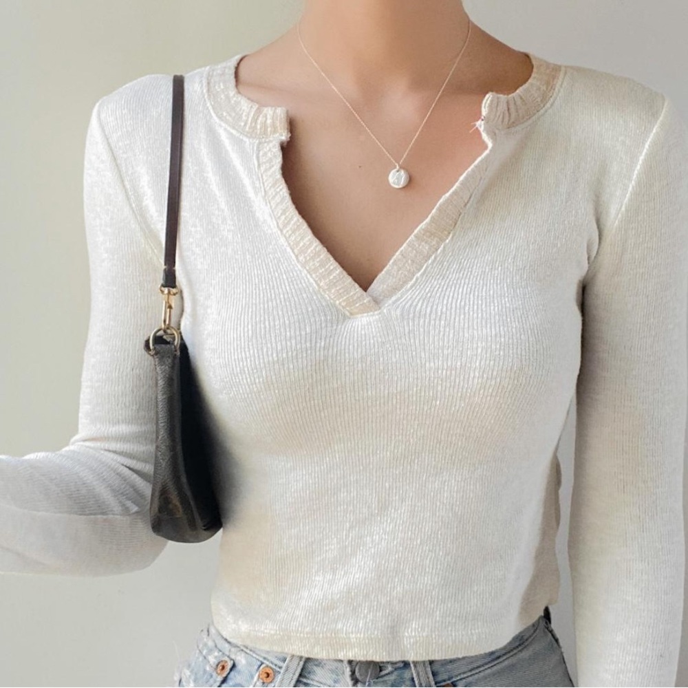 Urban outfitters cream long sleeve top